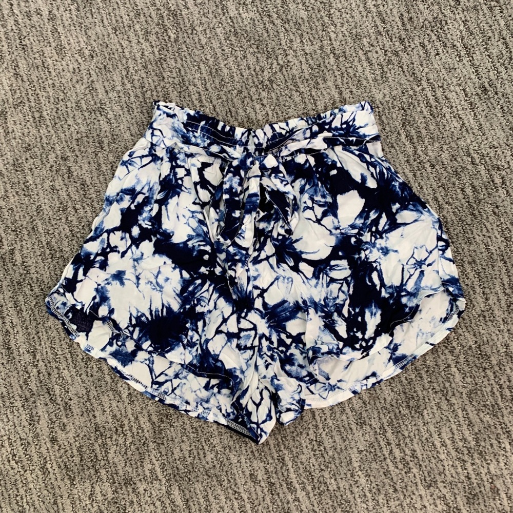 Blue Tie Dye High Waisted Beach Shorts